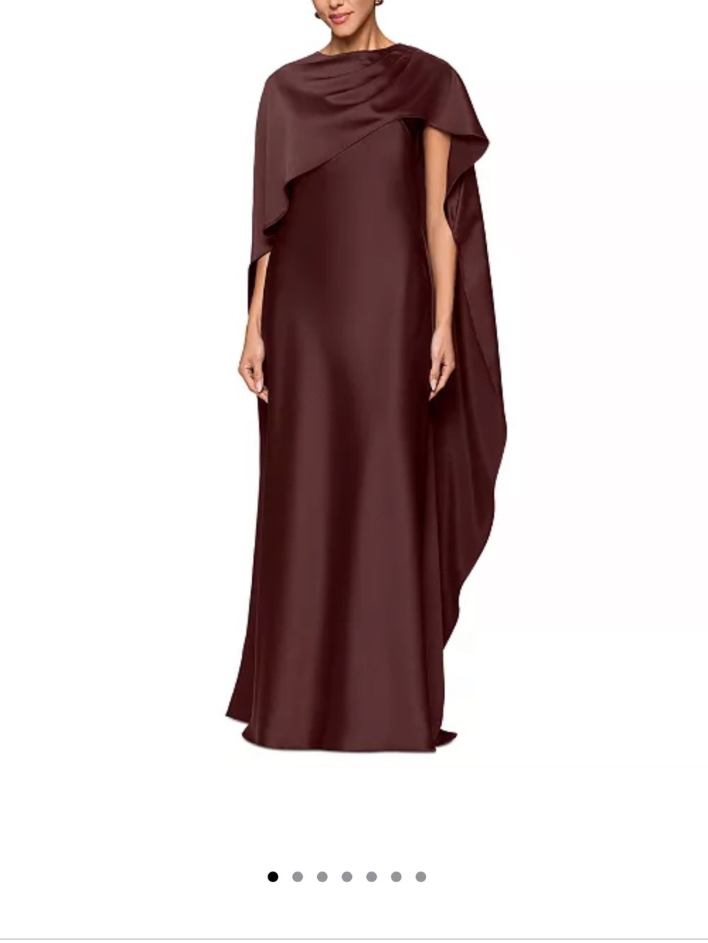 Xscape Satin Cape Gown in Burgundy